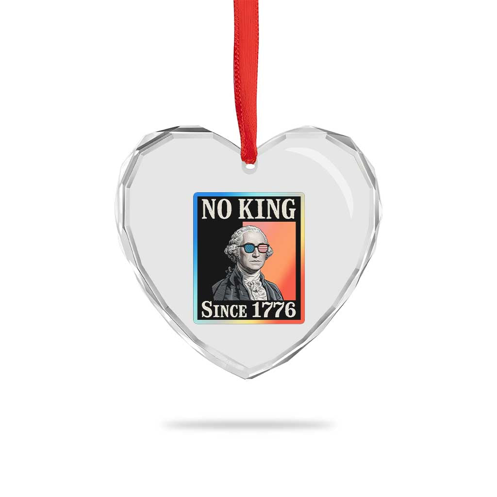 George Washington No Kings Since 1776 Heart Crystal Glass Ornament Funny Political Meme Gift - Wonder Print Shop