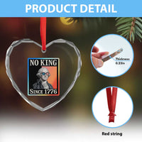 George Washington No Kings Since 1776 Heart Crystal Glass Ornament Funny Political Meme Gift - Wonder Print Shop