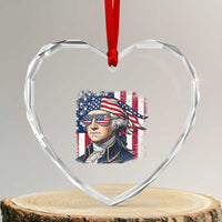 George Washington Patriotic Heart Crystal Glass Ornament USA 250th Anniversary