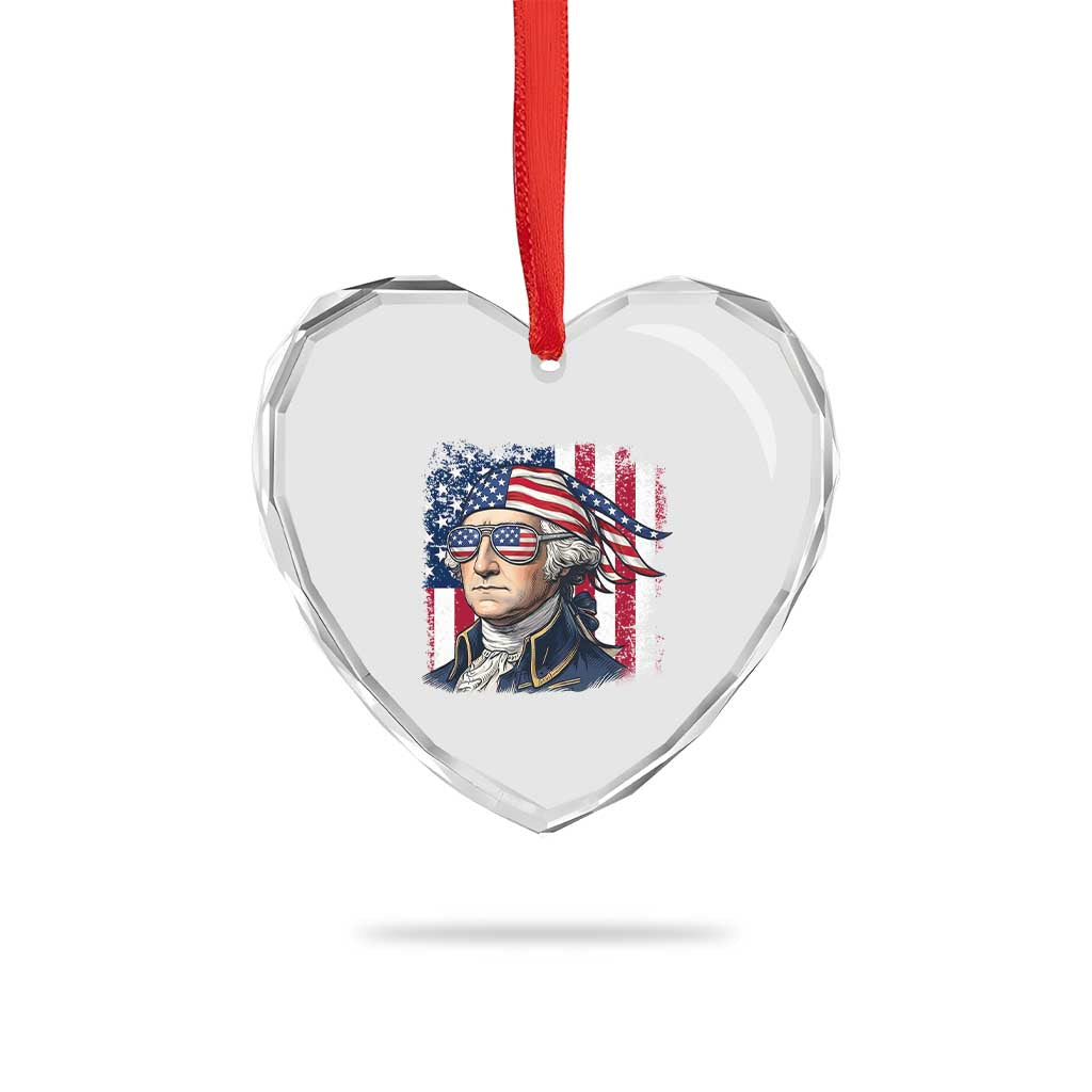 George Washington Patriotic Heart Crystal Glass Ornament USA 250th Anniversary