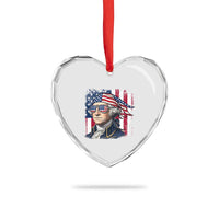 George Washington Patriotic Heart Crystal Glass Ornament USA 250th Anniversary