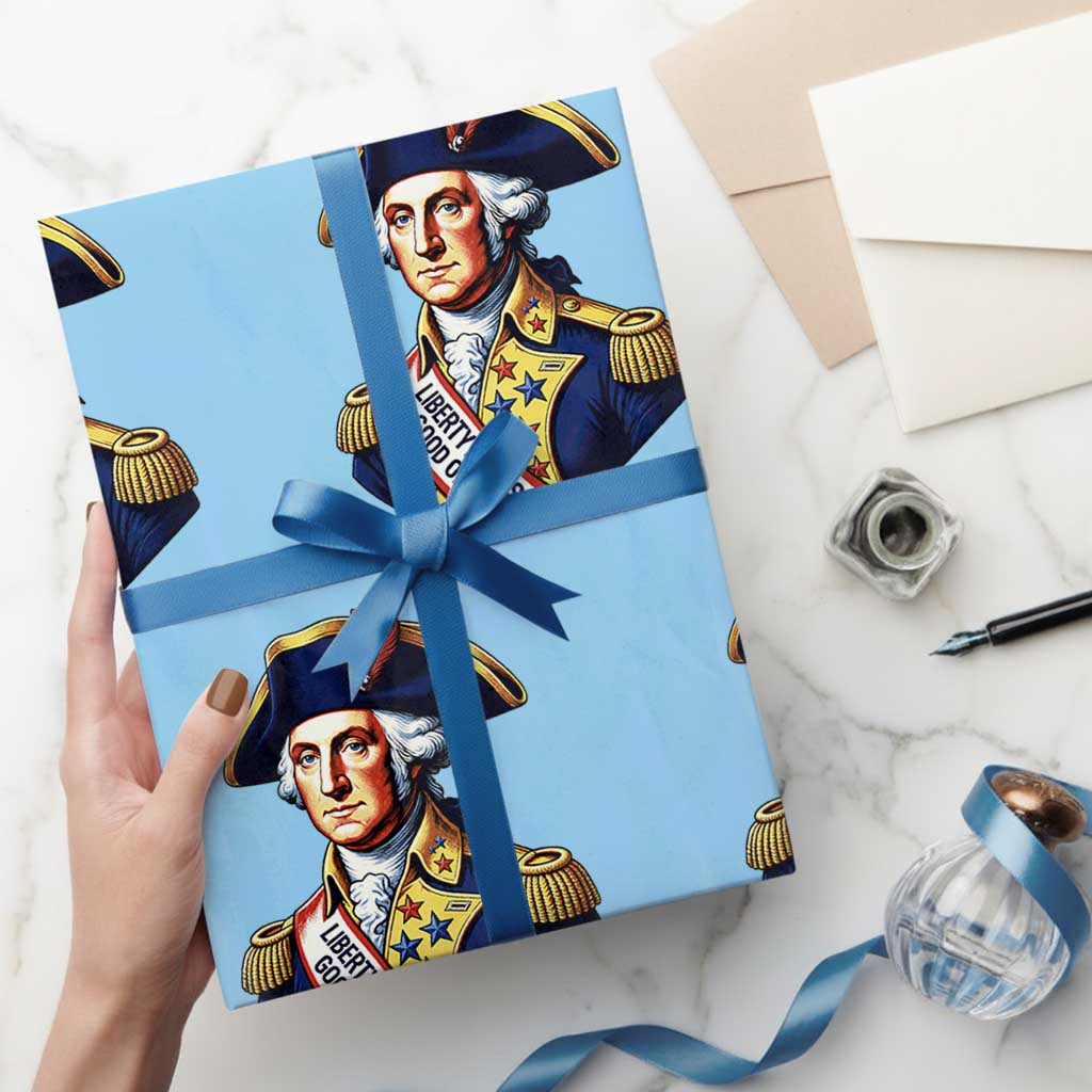 George Washington Patriotic History Graphic Wrapping Paper Roll Liberty Looks Good On Me 4th of July Founding Father Humor