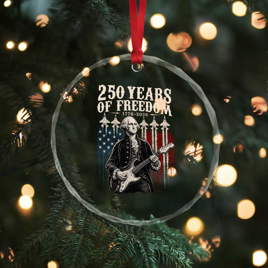 George Washington Playing Guitar 250 Years of Freedom Crystal Glass Ornament