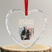 George Washington Playing Guitar 250 Years of Freedom Heart Crystal Glass Ornament