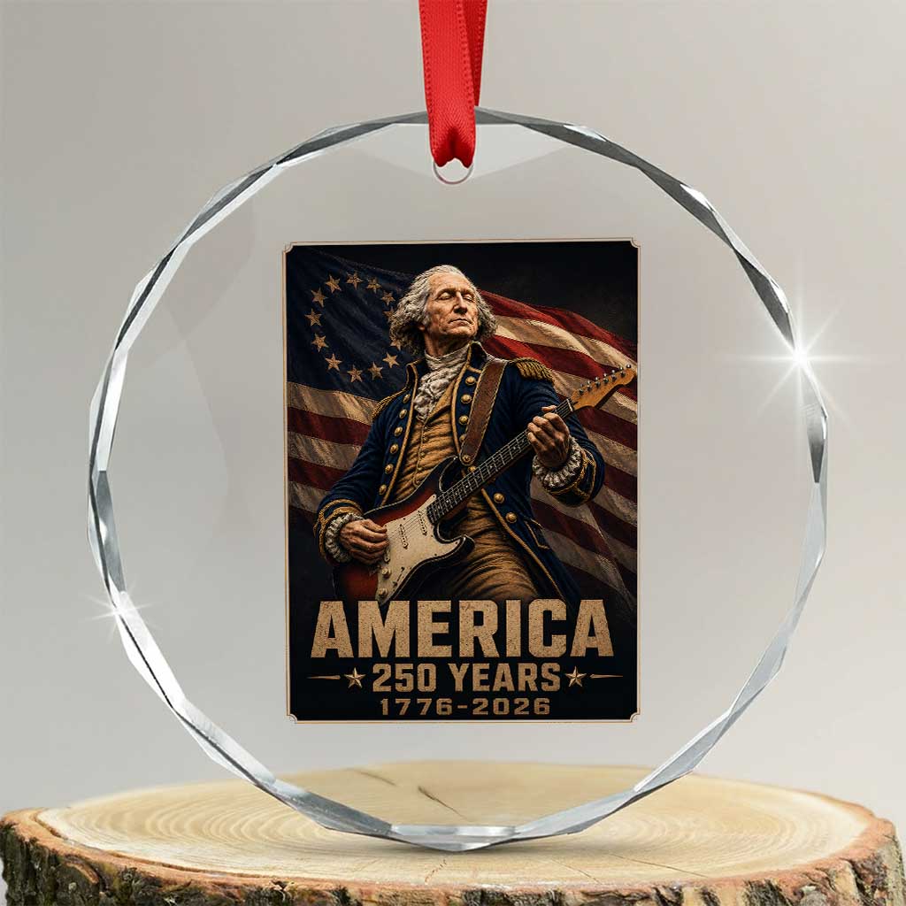 George Washington Playing Guitar USA 250th Anniversary Vintage 4th of July Crystal Glass Ornament