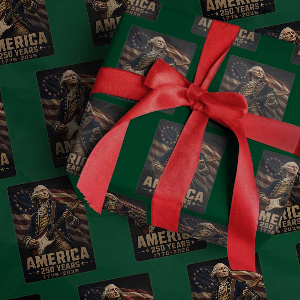George Washington Playing Guitar USA 250th Anniversary Vintage 4th of July Wrapping Paper Roll