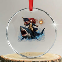 George Washington Riding Shark Crystal Glass Ornament Funny 4th Of July Independence Day 1776 Meme American Flag
