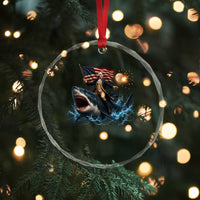 George Washington Riding Shark Crystal Glass Ornament Funny 4th Of July Independence Day 1776 Meme American Flag