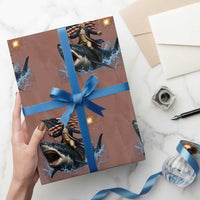 George Washington Riding Shark Wrapping Paper Roll Funny 4th Of July Independence Day 1776 Meme American Flag