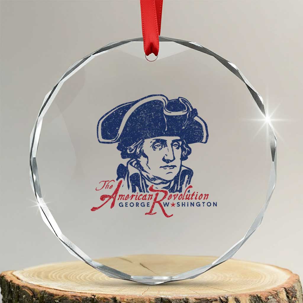 George Washington The American Revolution Crystal Glass Ornament Distressed Sketch Historic Patriotic Graphic