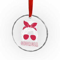 Georgia Lovers Crystal Glass Ornament Bulldogs Game Day Messy Bun - Wonder Print Shop
