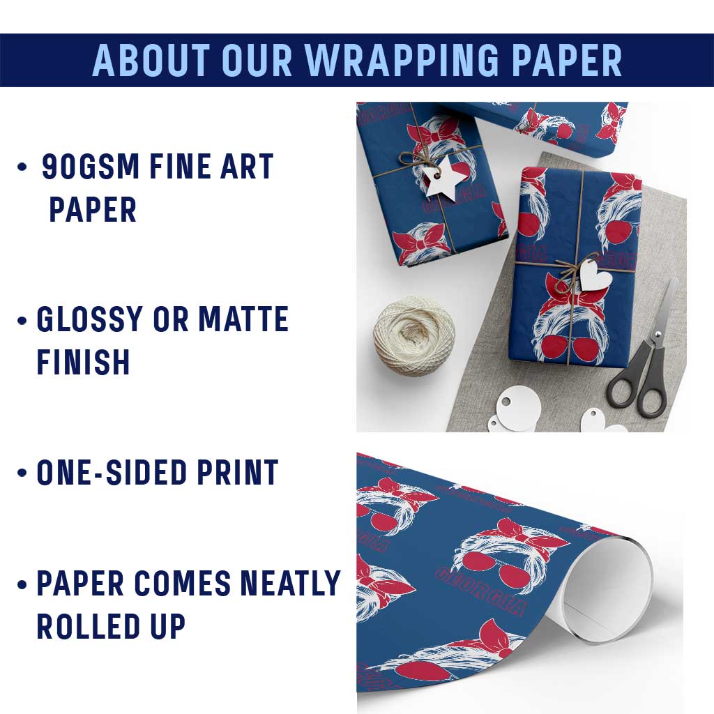 Georgia Lovers Wrapping Paper Roll Bulldogs Game Day Messy Bun - Wonder Print Shop