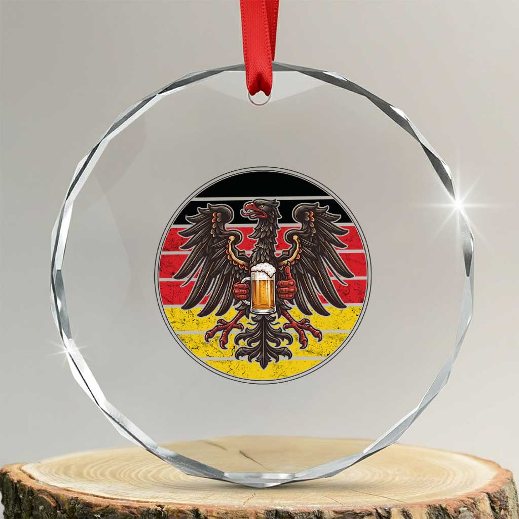 German Eagle Beer Lover Crystal Glass Ornament Vintage Bavarian Oktoberfest Beer
