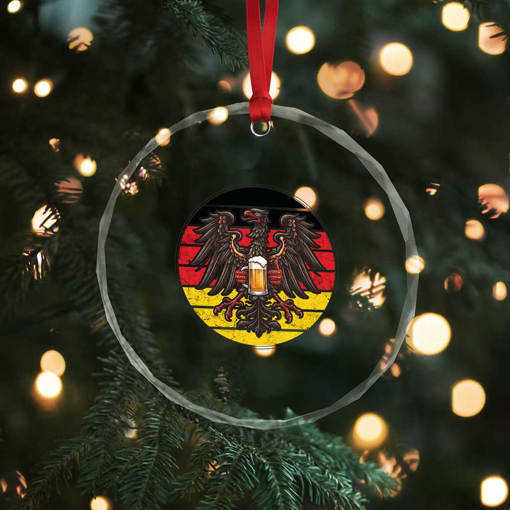 German Eagle Beer Lover Crystal Glass Ornament Vintage Bavarian Oktoberfest Beer