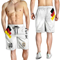 German Football Personalised Shorts for Men Retro Geometric Flag Stripe Heritage Shield Design