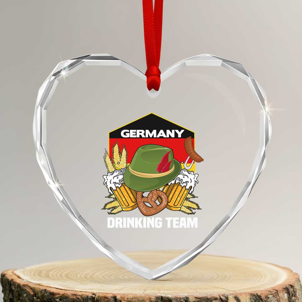 Germany Drinking Team Heart Crystal Glass Ornament Germany Beer Festivals Oktoberfest Alpine hat Barley - Wonder Print Shop