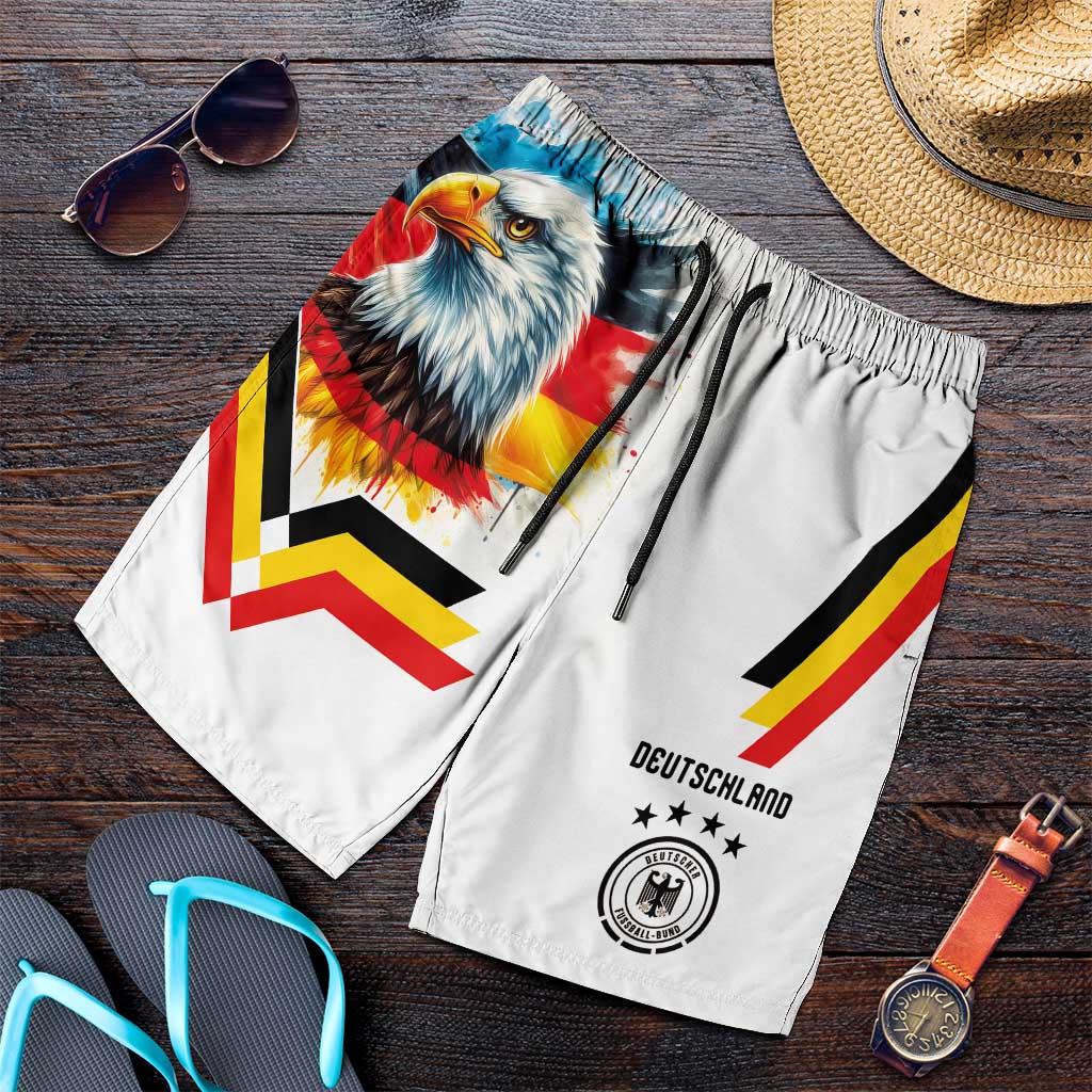 Germany National Football Shorts for Men Deutschland Eagle Watercolor Splash Geometric Flag Stripe Pattern Art