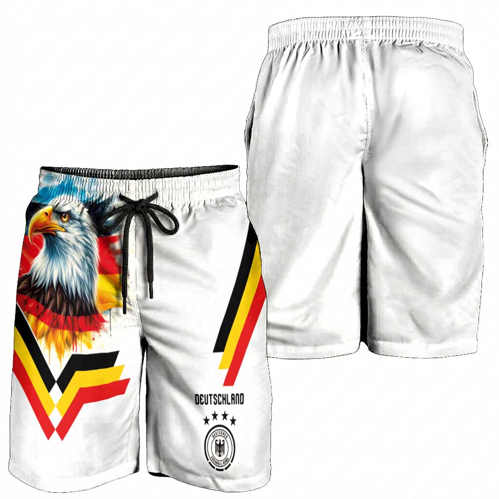 Germany National Football Shorts for Men Deutschland Eagle Watercolor Splash Geometric Flag Stripe Pattern Art