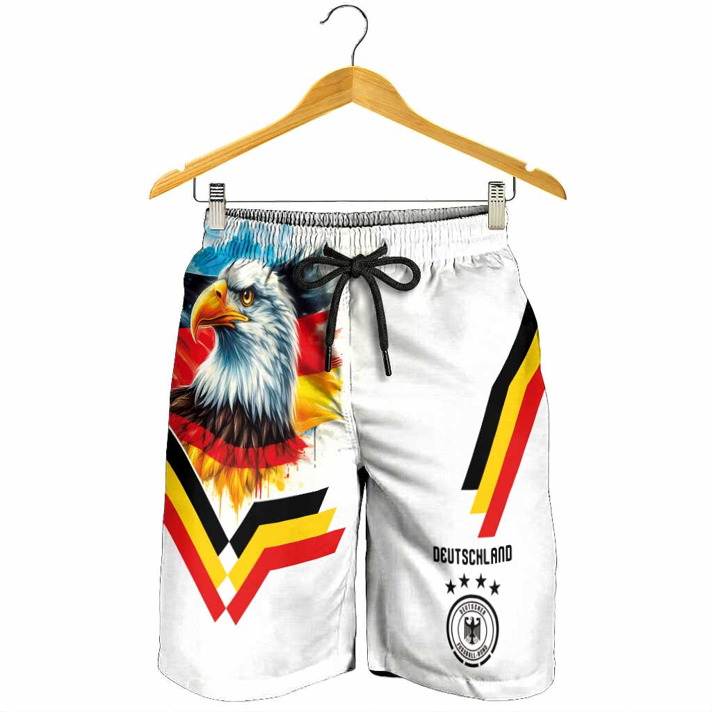 Germany National Football Shorts for Men Deutschland Eagle Watercolor Splash Geometric Flag Stripe Pattern Art