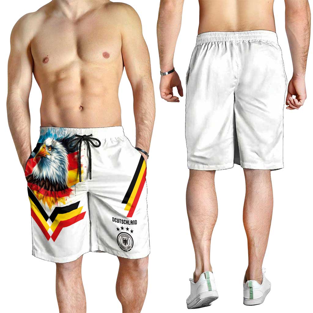 Germany National Football Shorts for Men Deutschland Eagle Watercolor Splash Geometric Flag Stripe Pattern Art