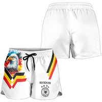 Germany National Football Shorts for Women Deutschland Eagle Watercolor Splash Geometric Flag Stripe Pattern Art