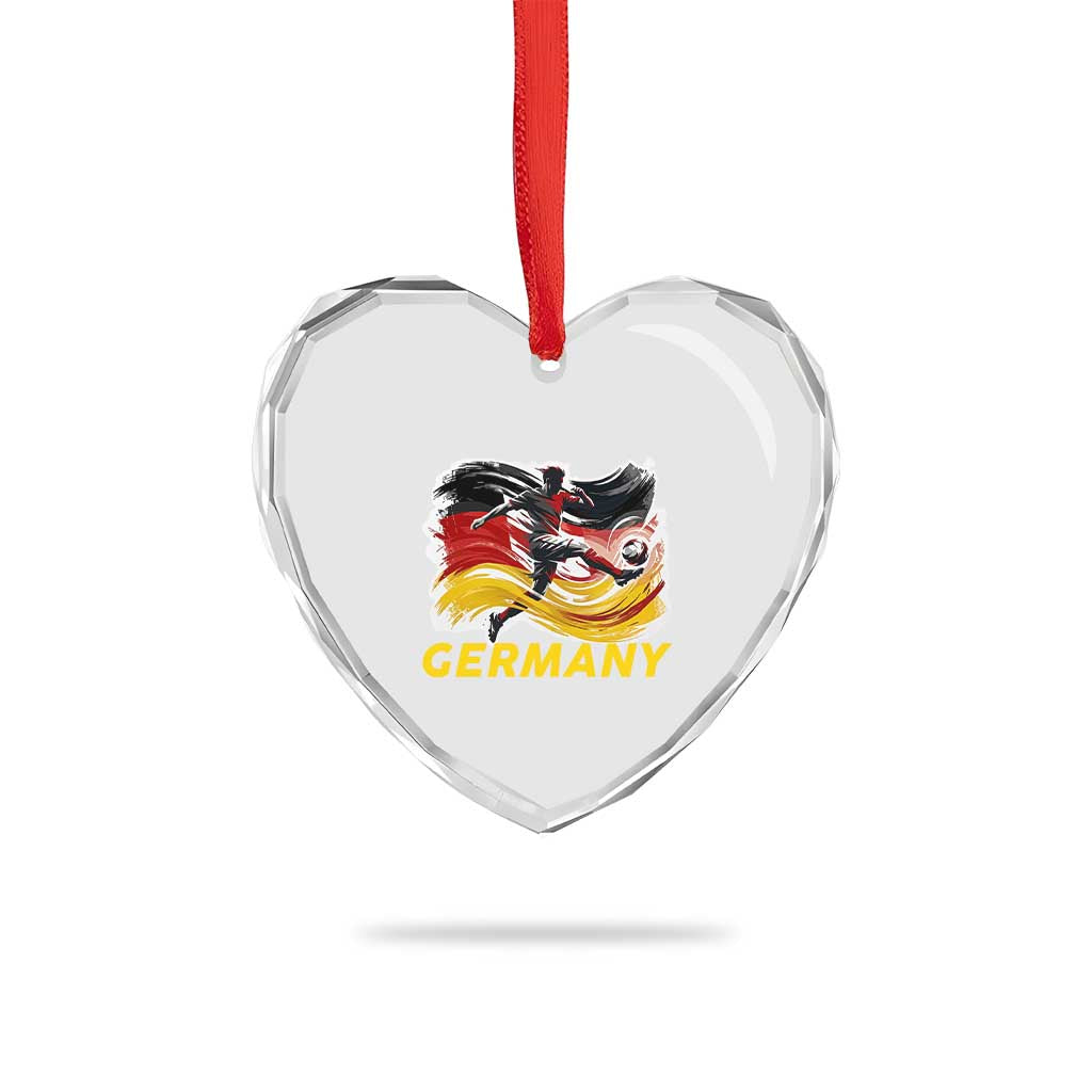 Germany Soccer Fan Heart Crystal Glass Ornament German Football Flag Game Day Supporter