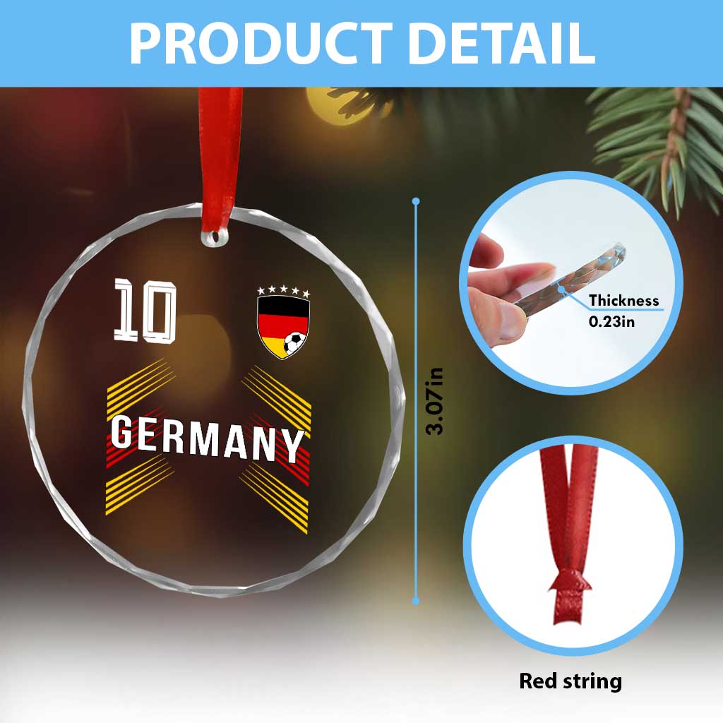 Germany Soccer Sports Graphic Number 10 Jersey Style Crystal Glass Ornament Proud German Football Fans Game Day Pride