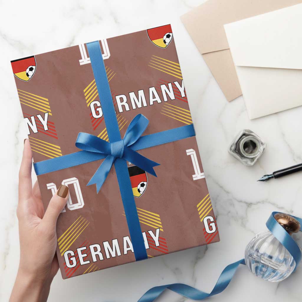 Germany Soccer Sports Graphic Number 10 Jersey Style Wrapping Paper Roll Proud German Football Fans Game Day Pride