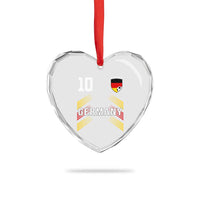 Germany Soccer Sports Graphic Number 10 Jersey Style Heart Crystal Glass Ornament Proud German Football Fans Game Day Pride