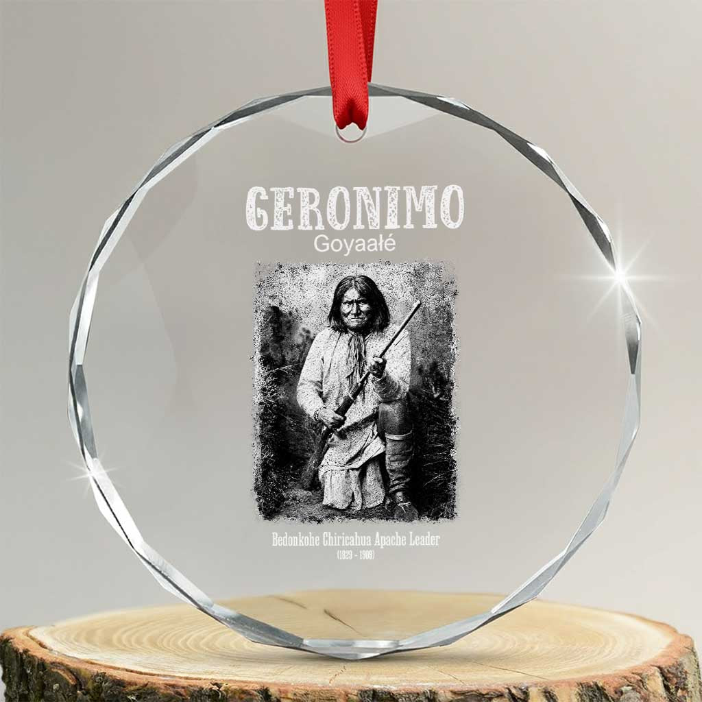 Geronimo Apache Leader American Indian History Crystal Glass Ornament