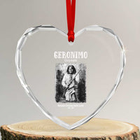 Geronimo Apache Leader American Indian History Heart Crystal Glass Ornament