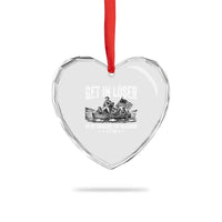 Get In Loser We Are Crossing The Delaware Heart Crystal Glass Ornament Funny George Washington 250th 4th Of July