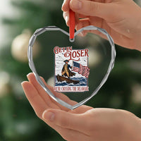 Get In Loser We're Crossing The Delaware Heart Crystal Glass Ornament Funny George Washington US 250th 4th Of July
