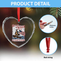 Get In Loser We're Crossing The Delaware Heart Crystal Glass Ornament Funny George Washington US 250th 4th Of July