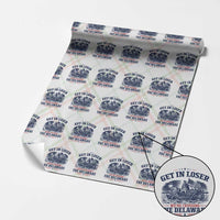 Get In Loser We're Crossing The Delaware Retro Wrapping Paper Roll Distressed George Washington Boat Scene Patriotic American Revolution Humor