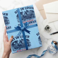 Get In Loser We're Crossing The Delaware Retro Wrapping Paper Roll Distressed George Washington Boat Scene Patriotic American Revolution Humor