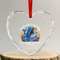 Get In Loser We're Doing God's Will Heart Crystal Glass Ornament Funny Christian Bible