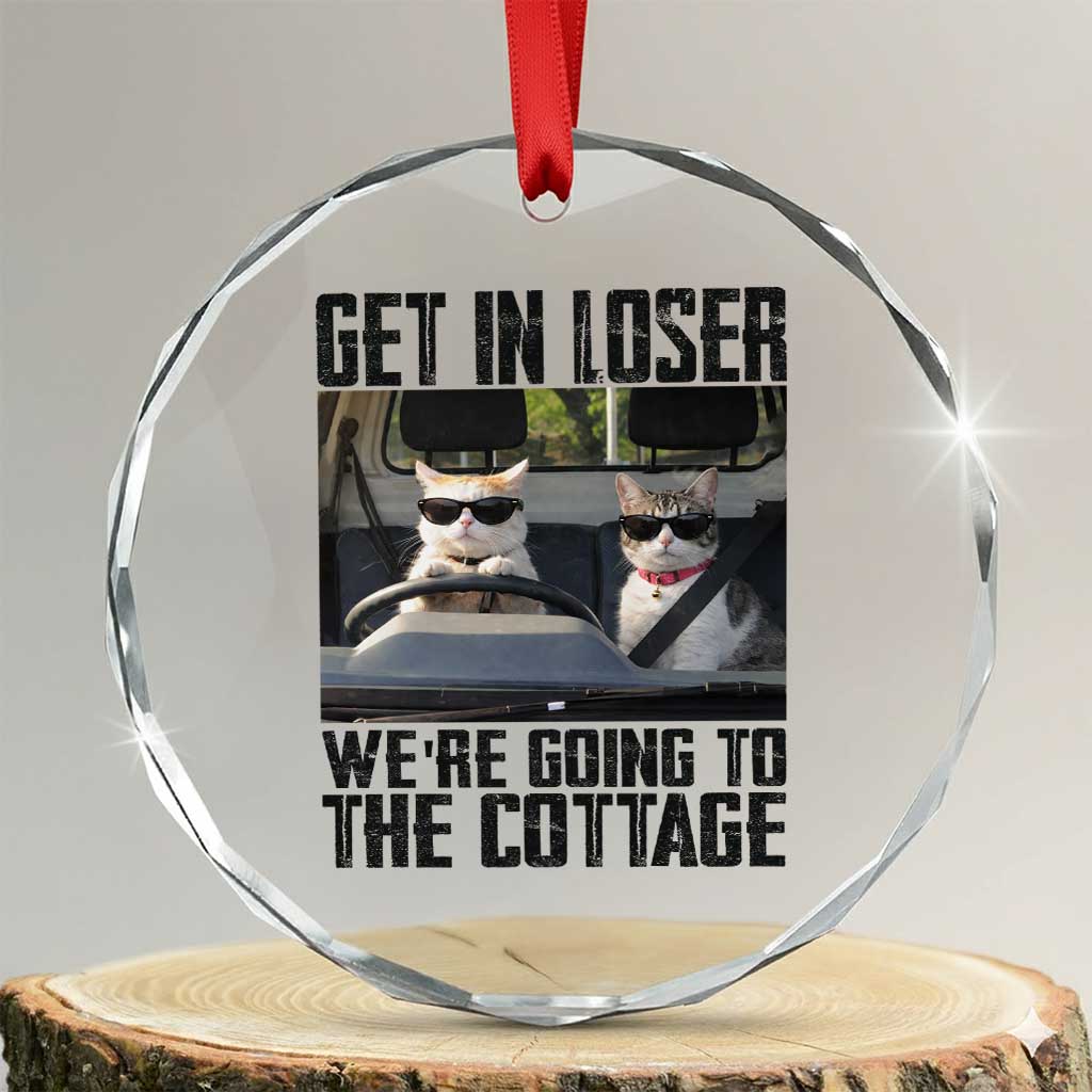 Get In Loser Were Going To The Cottage Crystal Glass Ornament Funny Cat Gifts Internet Memes
