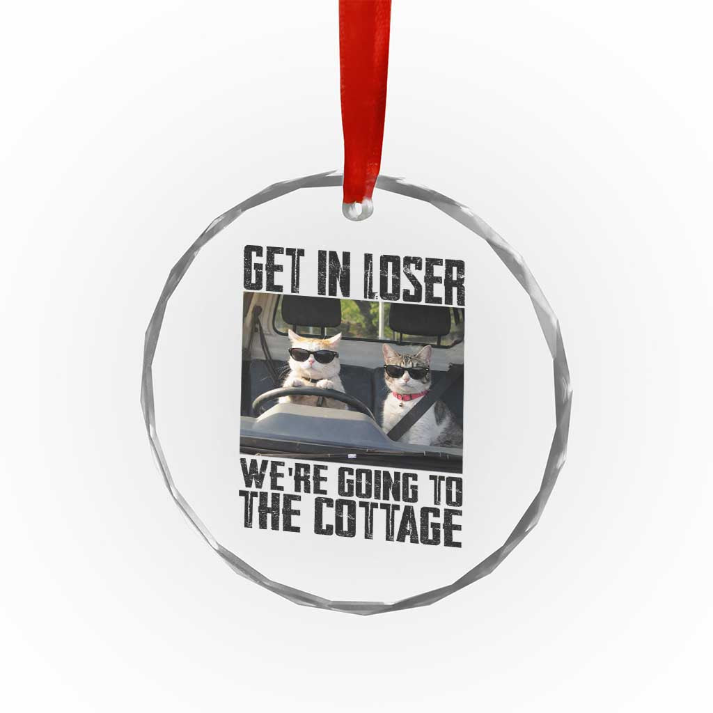 Get In Loser Were Going To The Cottage Crystal Glass Ornament Funny Cat Gifts Internet Memes