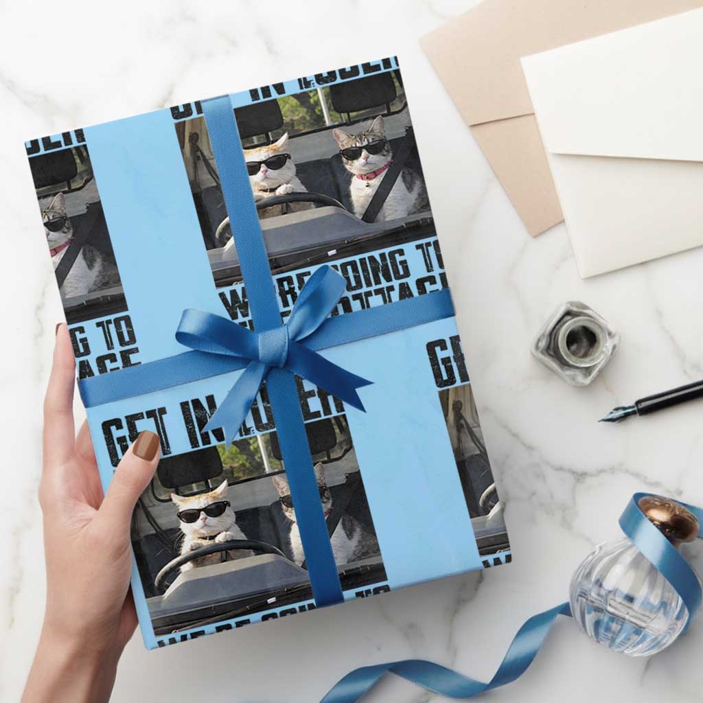 Get In Loser Were Going To The Cottage Wrapping Paper Roll Funny Cat Gifts Internet Memes
