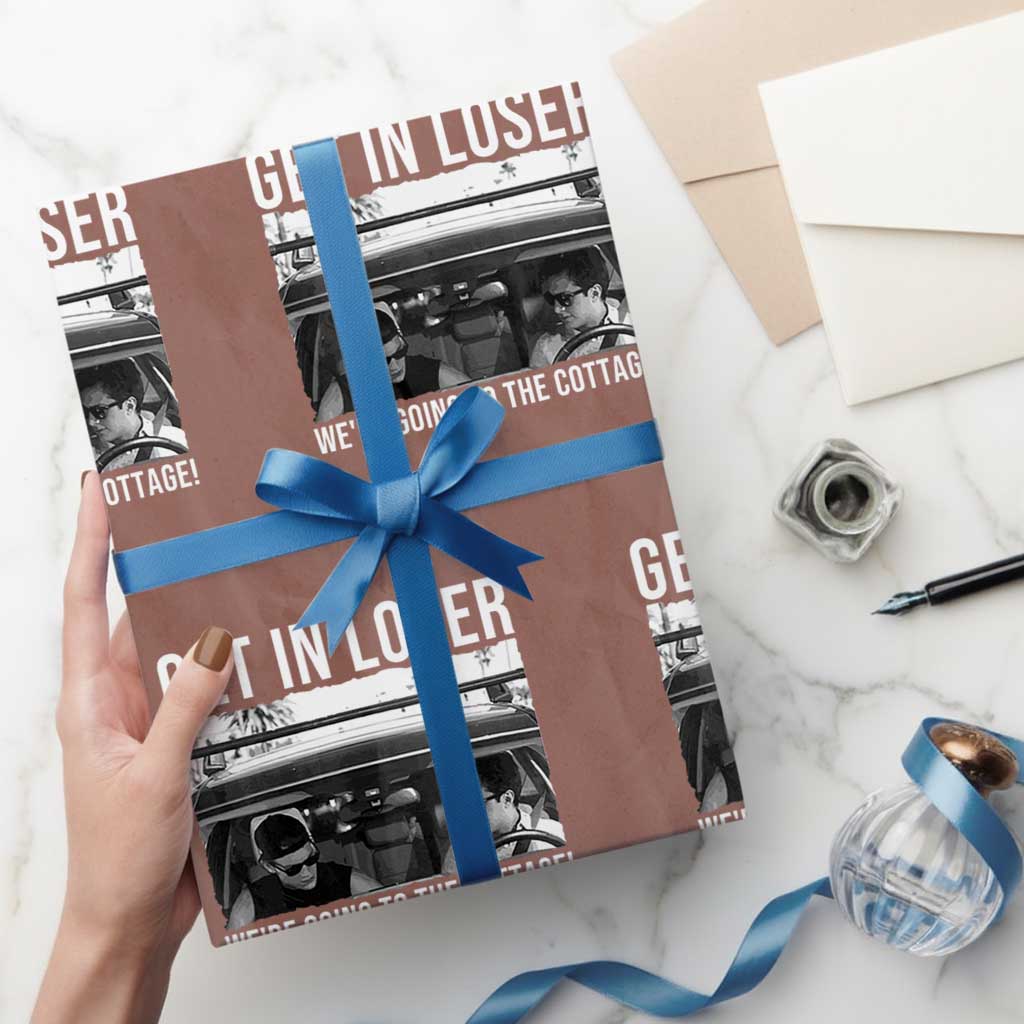 Get In Loser We're Going To The Cottage Wrapping Paper Roll Funny Hockey Romance Road Trip Summer - Wonder Print Shop