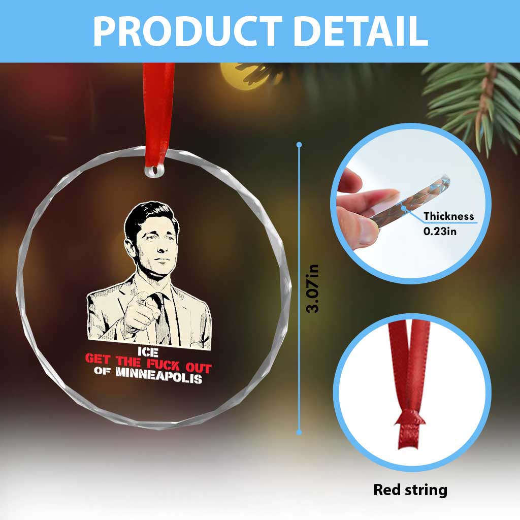 Get The F Out of Minneapolis Crystal Glass Ornament Mayor Jacob Saying Civil Resistance