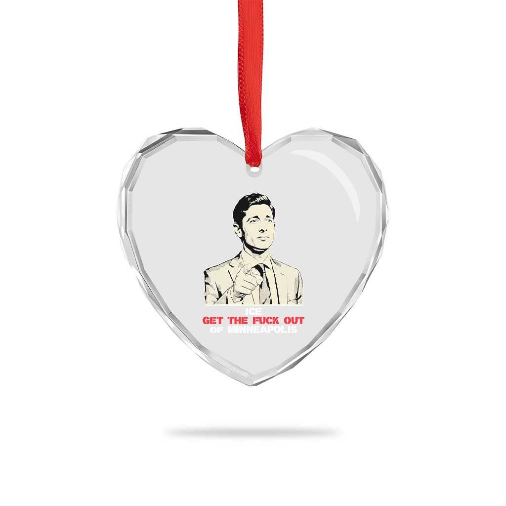 Get The F Out of Minneapolis Heart Crystal Glass Ornament Mayor Jacob Saying Civil Resistance