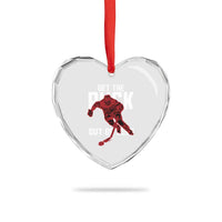 Get The Puck Out of Here Heart Crystal Glass Ornament Sarcastic Ice Hockey Pun Humor