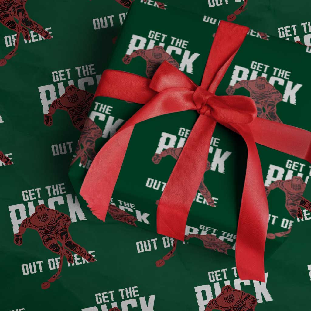 Get The Puck Out of Here Wrapping Paper Roll Sarcastic Ice Hockey Pun Humor