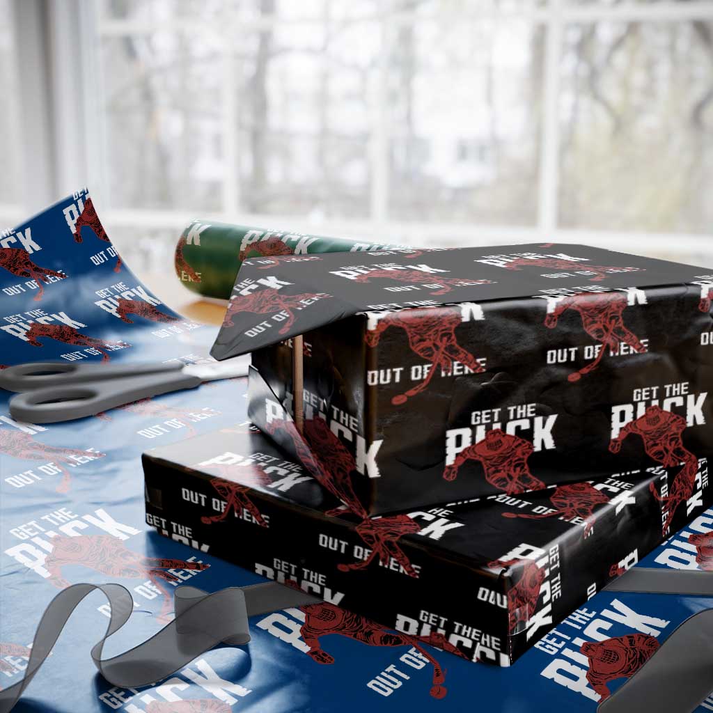 Get The Puck Out of Here Wrapping Paper Roll Sarcastic Ice Hockey Pun Humor
