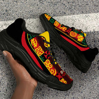 Ghana 2026 Football Chunky Sneakers Go Black Stars Adinkra Curve Stylized - Wonder Print Shop