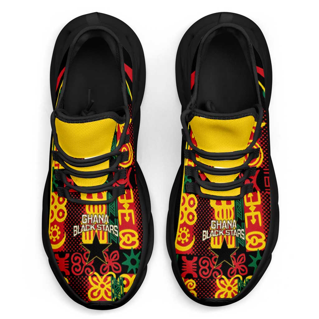 Ghana 2026 Football Clunky Sneakers Go Black Stars Adinkra Curve Stylized - Wonder Print Shop