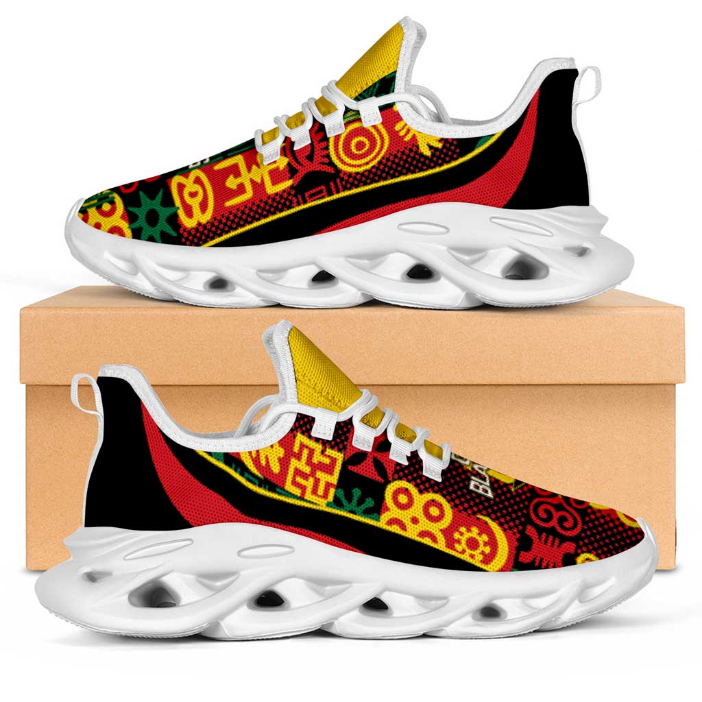 Ghana 2026 Football Clunky Sneakers Go Black Stars Adinkra Curve Stylized - Wonder Print Shop