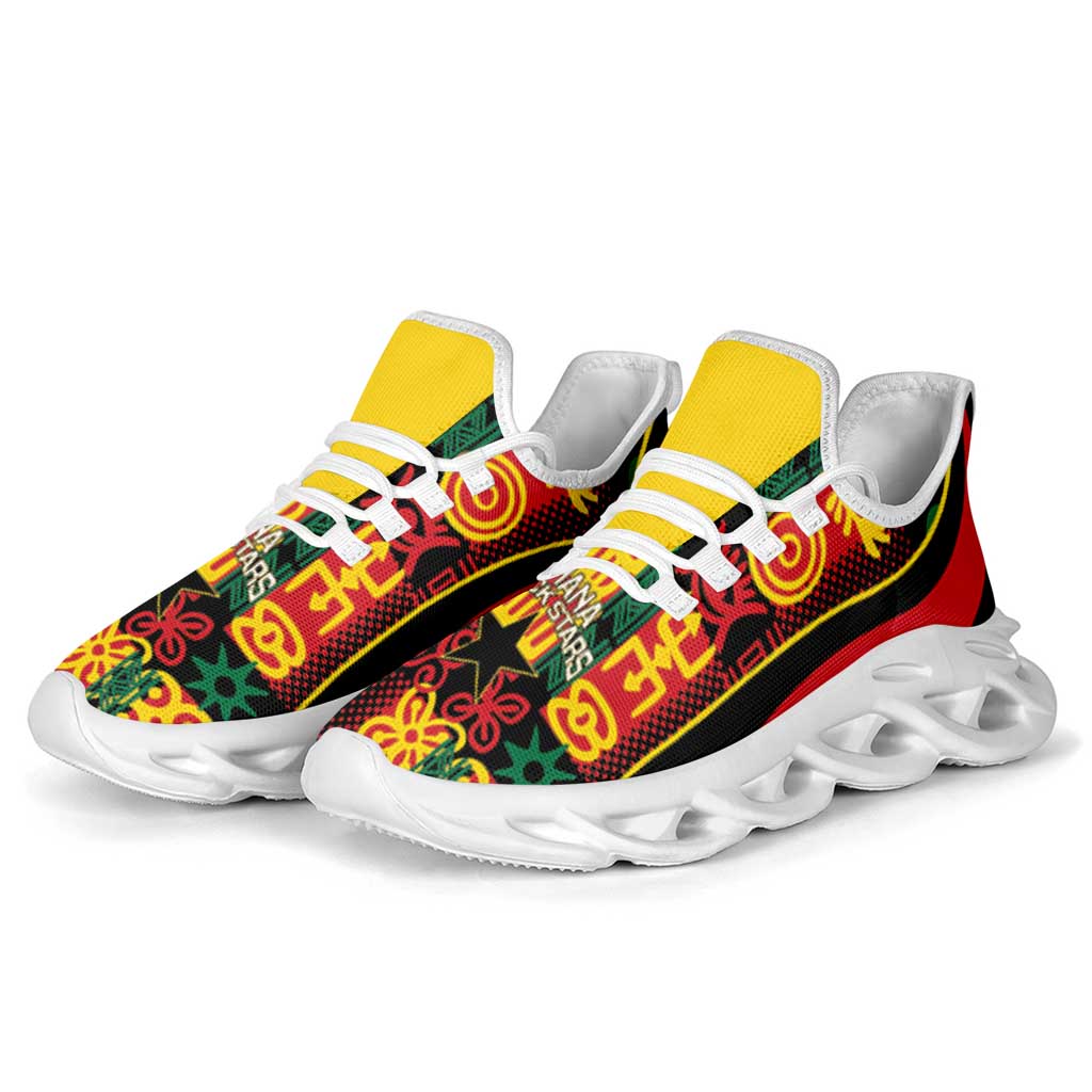 Ghana 2026 Football Clunky Sneakers Go Black Stars Adinkra Curve Stylized - Wonder Print Shop